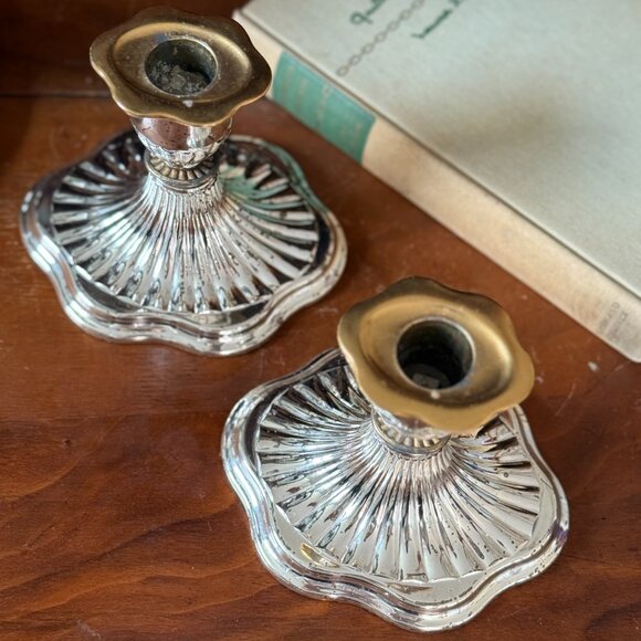 Vintage Silver Plated Candle Holders | Made in England E.P. Zinc | - Picture 2 of 8
